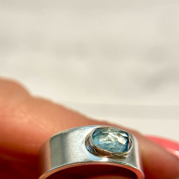 Jewelry - Hand-cut Aquamarine & hand-made Sterling Silver Ring size 8.25